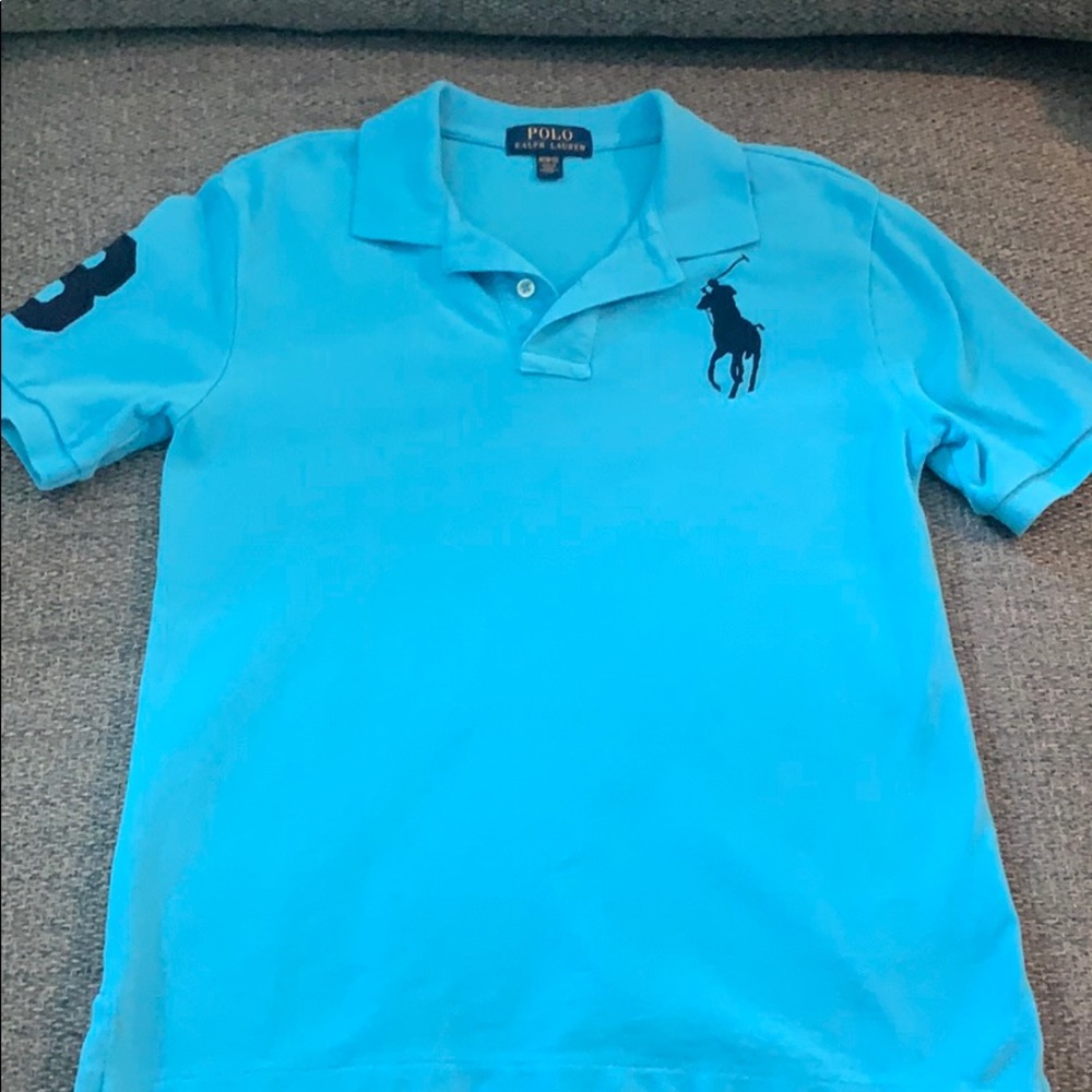 Boys polo shirt in blue size medium!